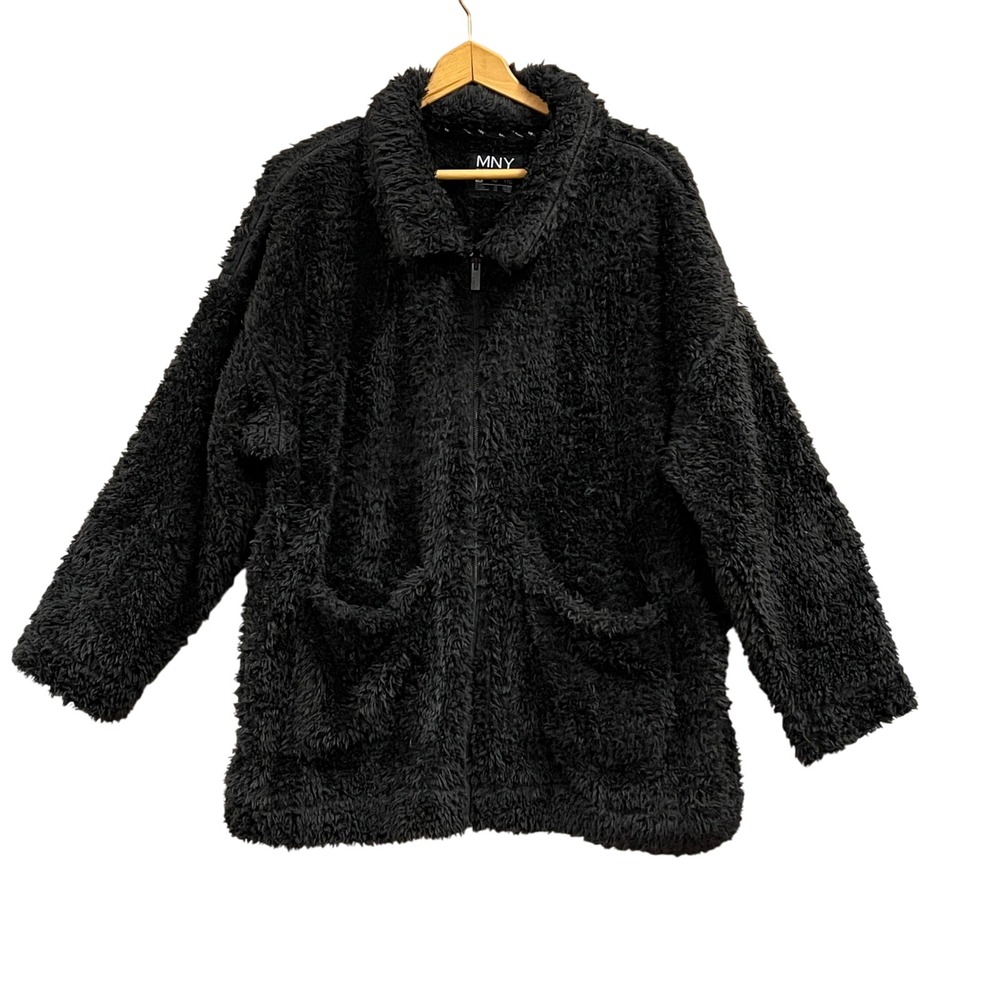 MNY‎ Marc New York Performance Women's 1X Black Sherpa Jacket Cozy Minimalist - Picture 2 of 10